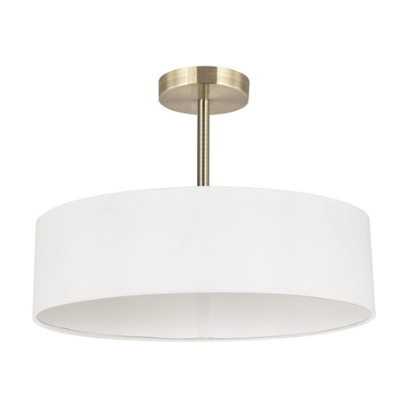 Baymont 3 Light Semi Flush Ceiling Light White - Antique Brass