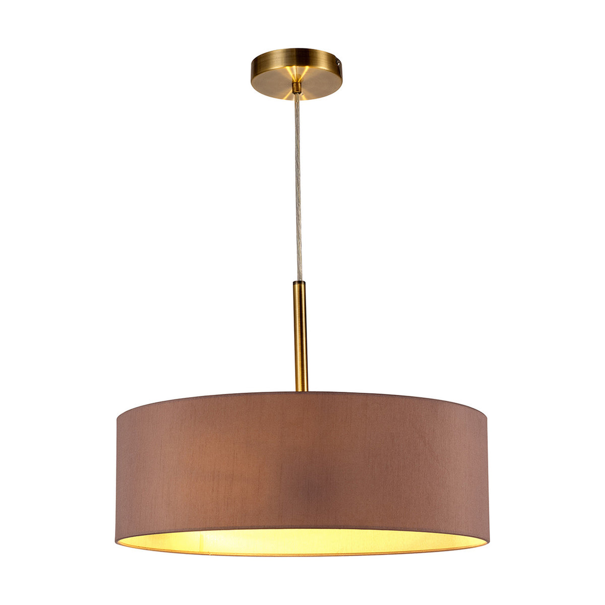 Baymont 3 Light E27 Pendant Light 45cm Taupe - Antique Brass