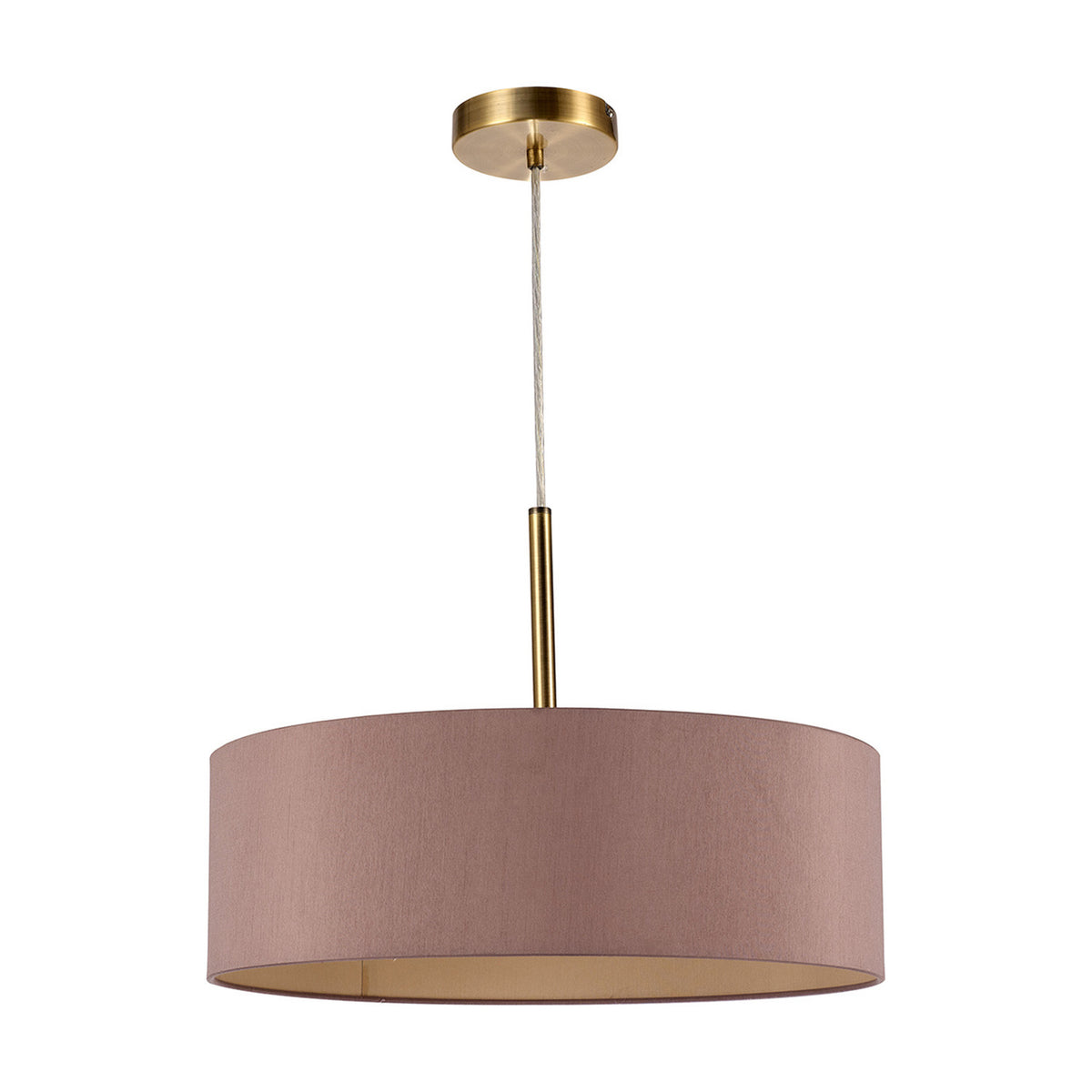 Baymont 3 Light E27 Pendant Light 45cm Taupe - Antique Brass