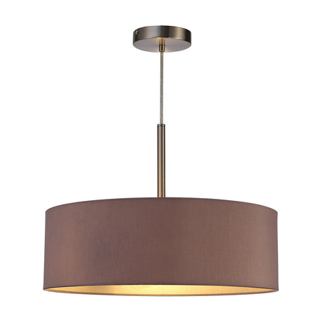 Baymont 3 Light E27 Pendant Light 45cm Taupe - Satin Nickel