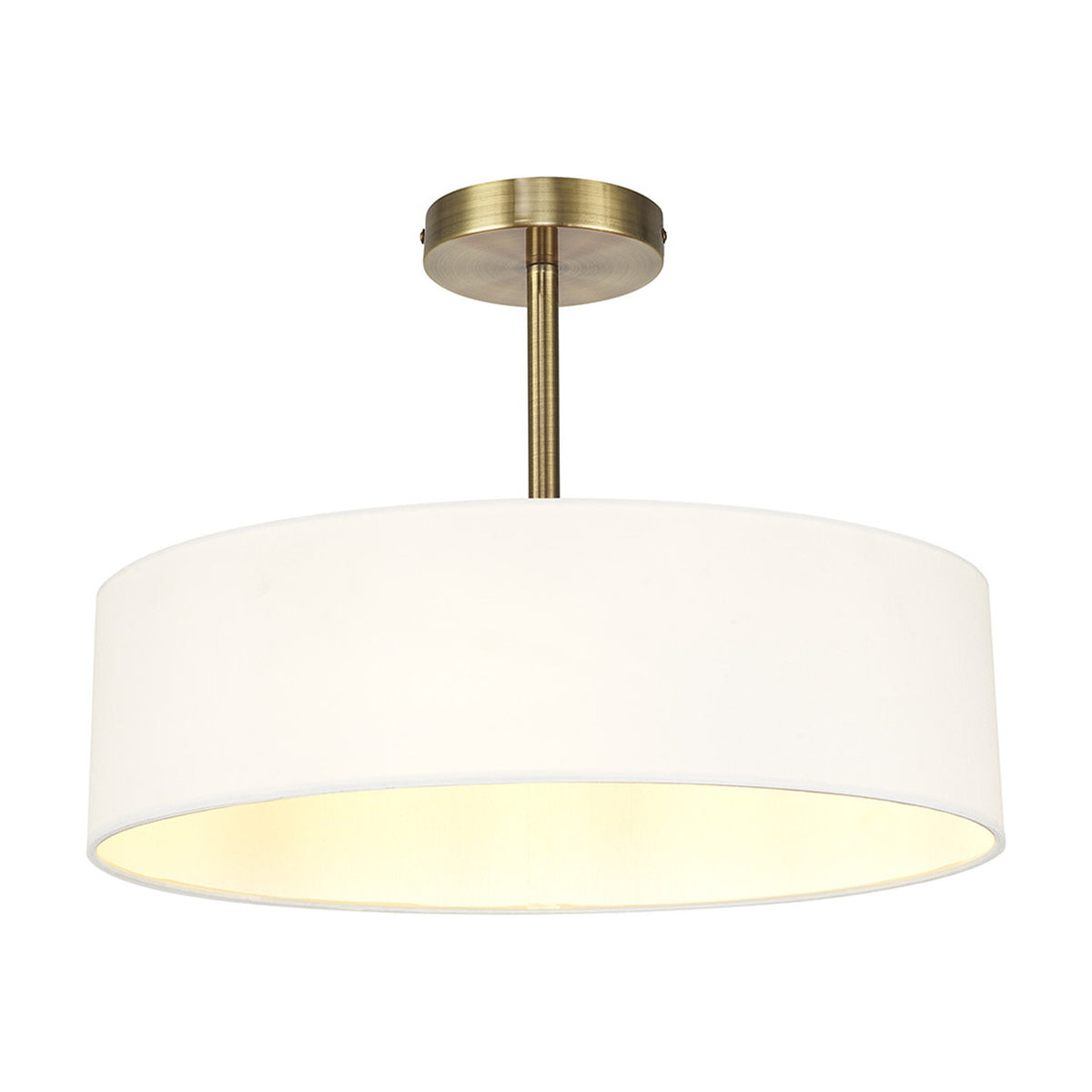 Baymont 5 Light Semi Flush Ceiling Light White - Antique Brass