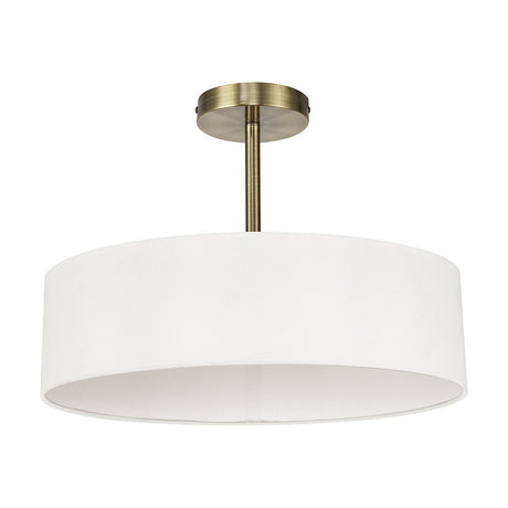 Baymont 5 Light Semi Flush Ceiling Light White - Antique Brass