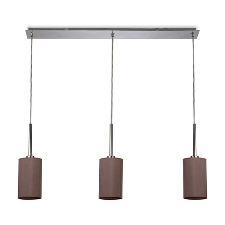 Baymont 3 Light Pendant Light 1.07m Drop Taupe - Polished Chrome
