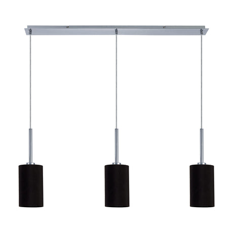 Baymont 3 Light Pendant Light 1.07m Drop Black - Polished Chrome
