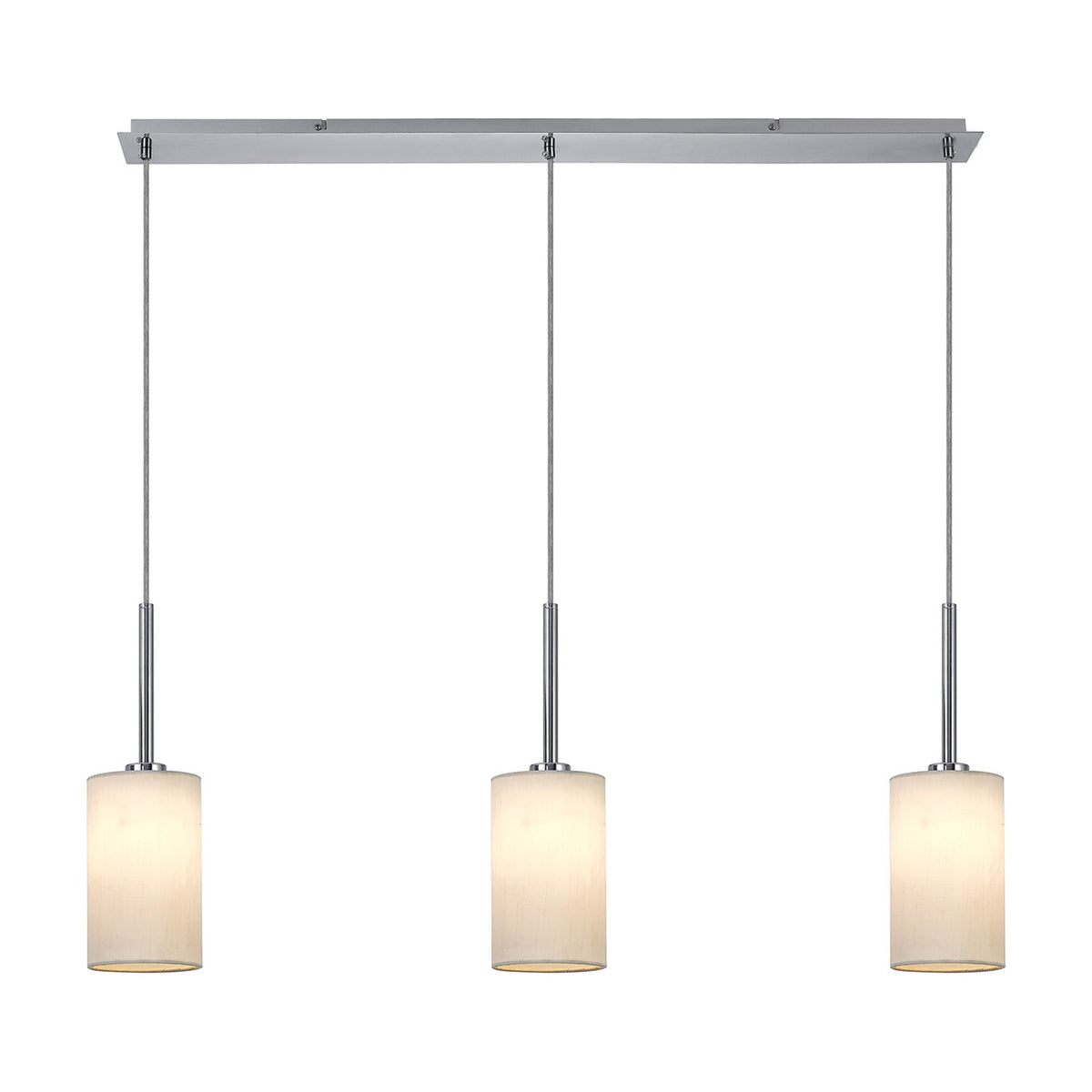 Baymont 3 Light Pendant Light 1.07m Drop White - Polished Chrome