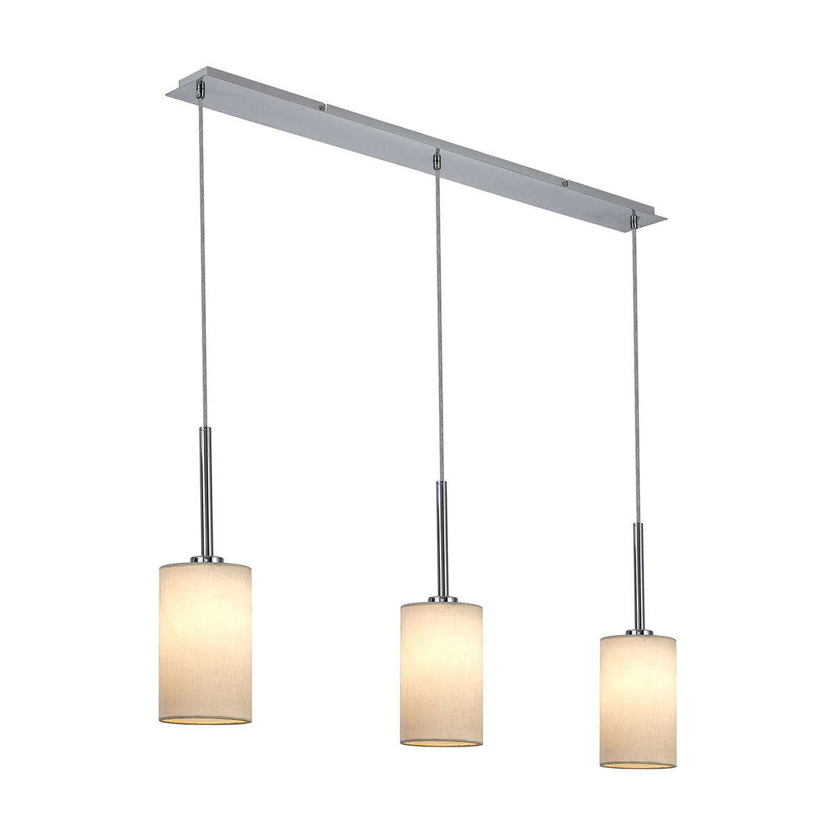 Baymont 3 Light Pendant Light 1.07m Drop White - Polished Chrome