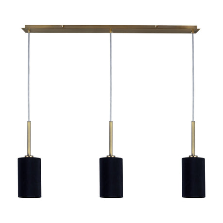 Baymont 3 Light Pendant Light 1.07m Drop Black - Antique Brass