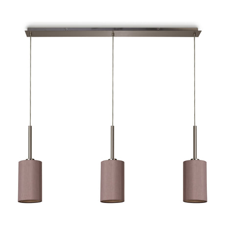 Baymont 3 Light E27 Pendant Light 1.07m Drop Taupe - Satin Nickel