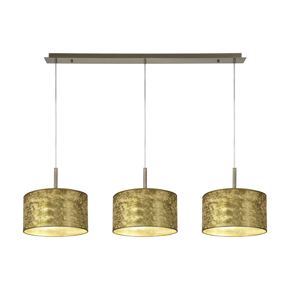 Baymont 3 Light E27 Pendant Light 30cm 312cm Drop - Antique Brass