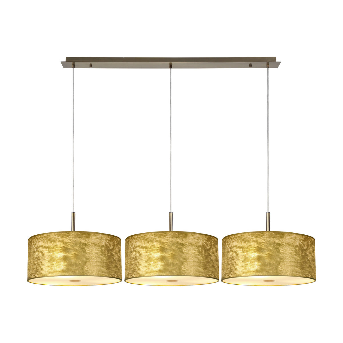 Baymont 3 Light Linear Pendant 1.29m Long 3m Drop - Antique Brass