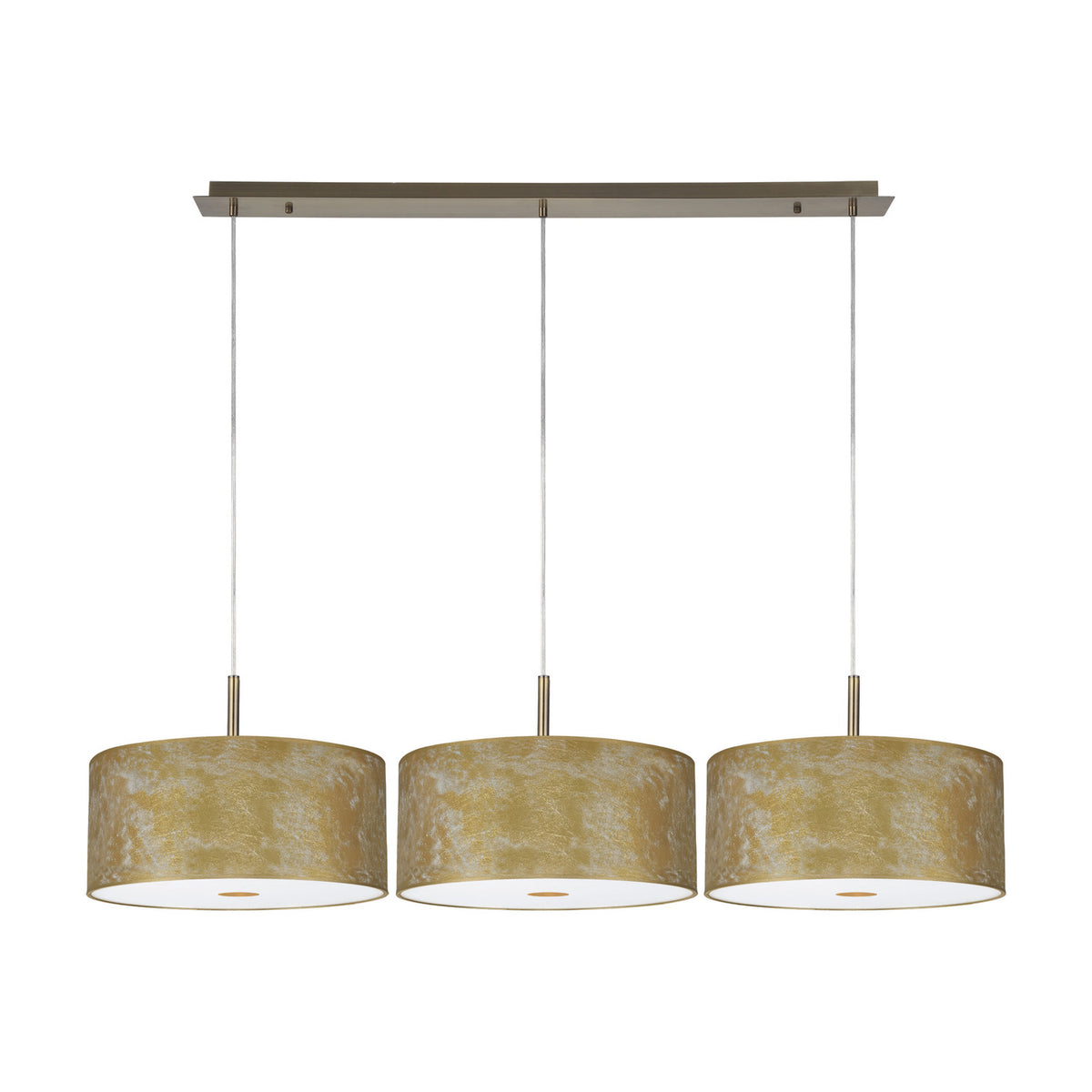 Baymont 3 Light Linear Pendant 1.29m Long 3m Drop - Antique Brass