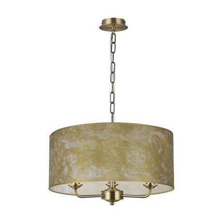 Banyan 3 Light E14 Pendant Light 50cm Gold Leaf - Antique Brass