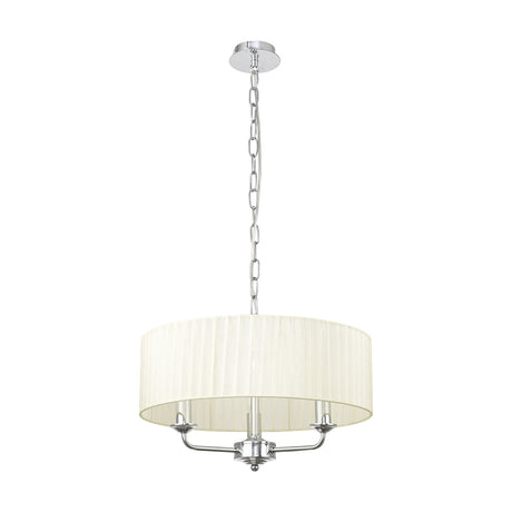 Banyan 3 Light E14 Pendant Light 45cm Cream - Polished Chrome
