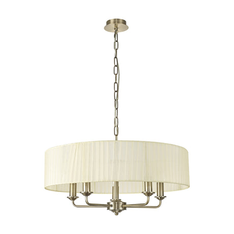 Banyan 5 Light E14 Chandelier 60cm Cream - Antique Brass