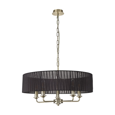 Banyan 5 Light E14 Chandelier 60cm Black - Antique Brass