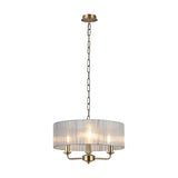 Banyan 3 Light E14 Pendant Light 45cm Grey - Antique Brass