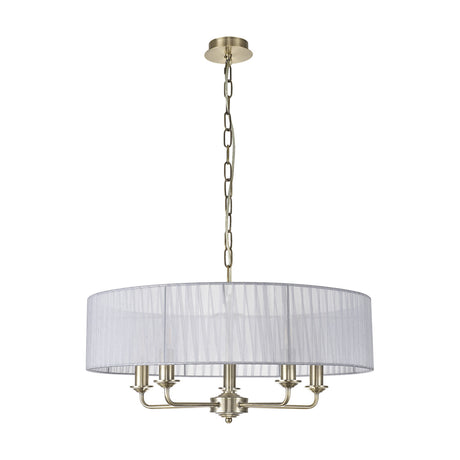 Banyan 5 Light E14 Chandelier 60cm Grey - Antique Brass