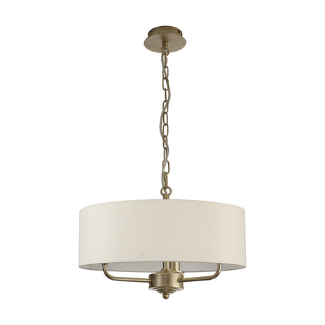 Banyan 3 Light Pendant Light 45cm Ivory Pearl - Champagne Gold