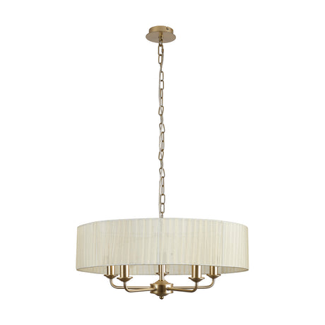 Banyan 5 Light E14 Pendant Light 60cm Cream - Champagne Gold