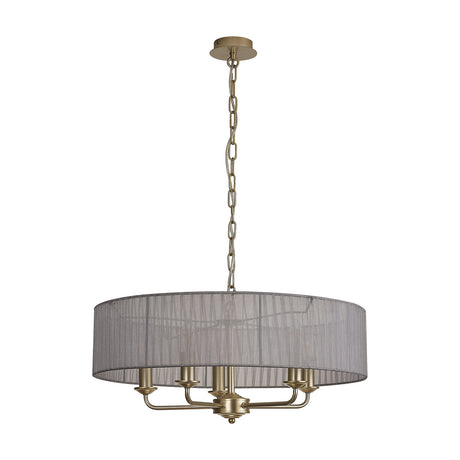 Banyan 5 Light E14 Pendant Light 45cm Grey - Champagne Gold