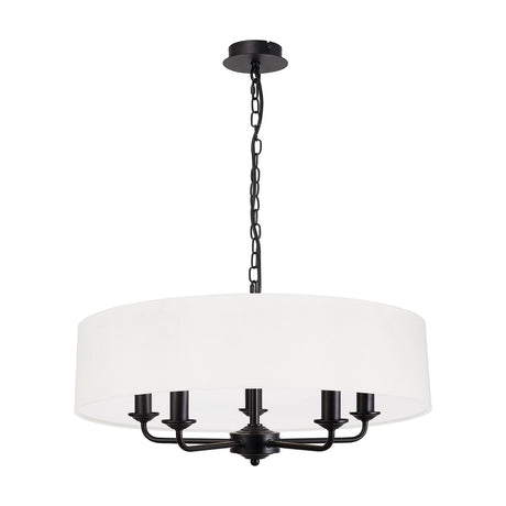 Banyan 5 Light E14 Pendant Light 60cm White - Matt Black