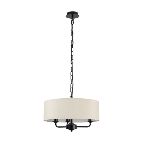 Banyan 3 Light E14 Pendant Light 45cm Ivory Pearl - Matt Black