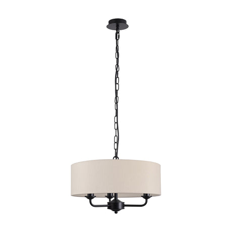 Banyan 3 Light E14 Pendant Light 45cm Nude Beige - Matt Black