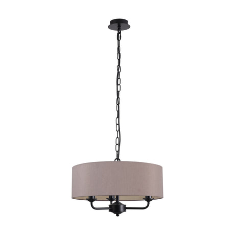 Banyan 3 Light E14 Pendant Light 45cm Taupe - Matt Black