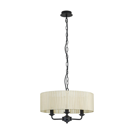 Banyan 3 Light E14 Pendant Light 45cm Cream - Matt Black
