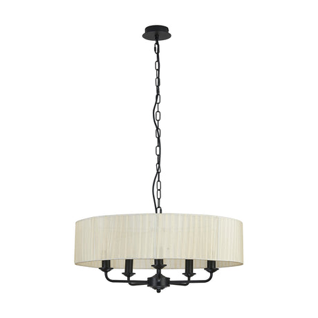 Banyan 5 Light E14 Pendant Light 60cm Cream - Matt Black