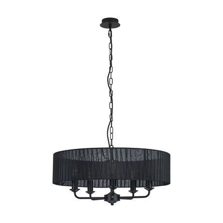 Banyan 5 Light E14 Pendant Light 45cm Black - Matt Black