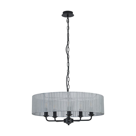 Banyan 5 Light E14 Pendant Light 45cm Grey - Matt Black