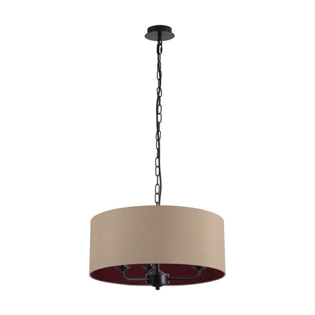 Banyan 3 Light E14 Pendant Light 50cm Antique Gold - Matt Black