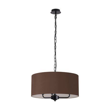 Banyan 3 Light E14 Pendant Light 50cm Raw Cocoa - Matt Black