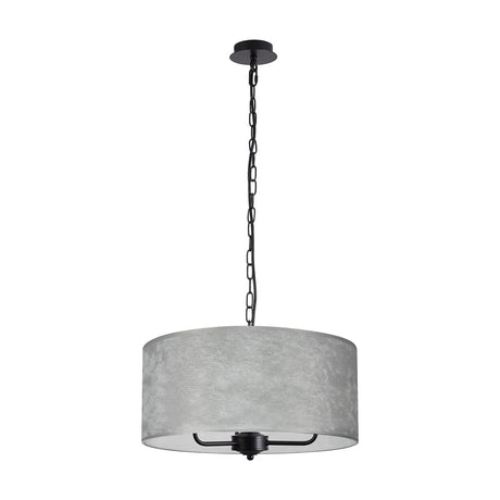 Banyan 3 Light E14 Pendant Light 50cm Silver Leaf - Matt Black
