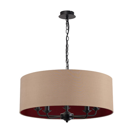 Banyan 5 Light E14 Pendant Light 60cm Antique Gold - Matt Black
