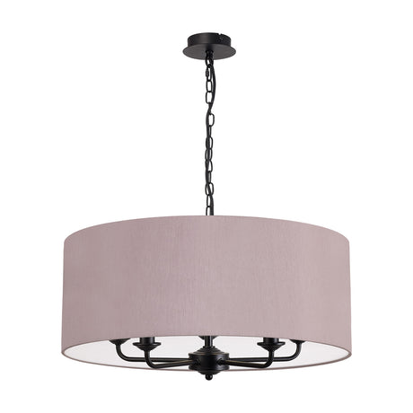 Banyan 5 Light E14 Pendant Light 60cm Raw Cocoa - Matt Black