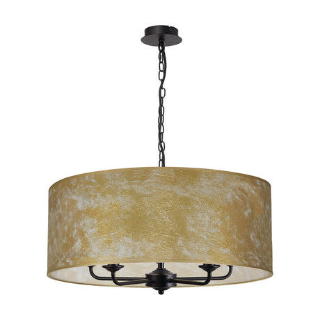 Banyan 5 Light E14 Pendant Light 60cm Gold Foil - Matt Black