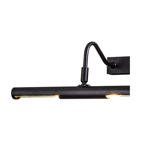 Abacus 4 Light Switched Picture Light in satin black, showing a slim curved wall bracket with a linear bar housing four G9 capsules, on a plain white background.