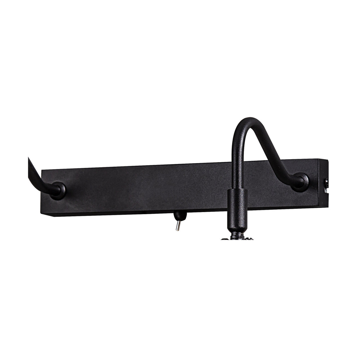 Abacus 4 Light Switched Picture Light, a 60cm satin black horizontal bar wall light with curved arms, toggle switch and central mounting bracket, shown on a plain white background.