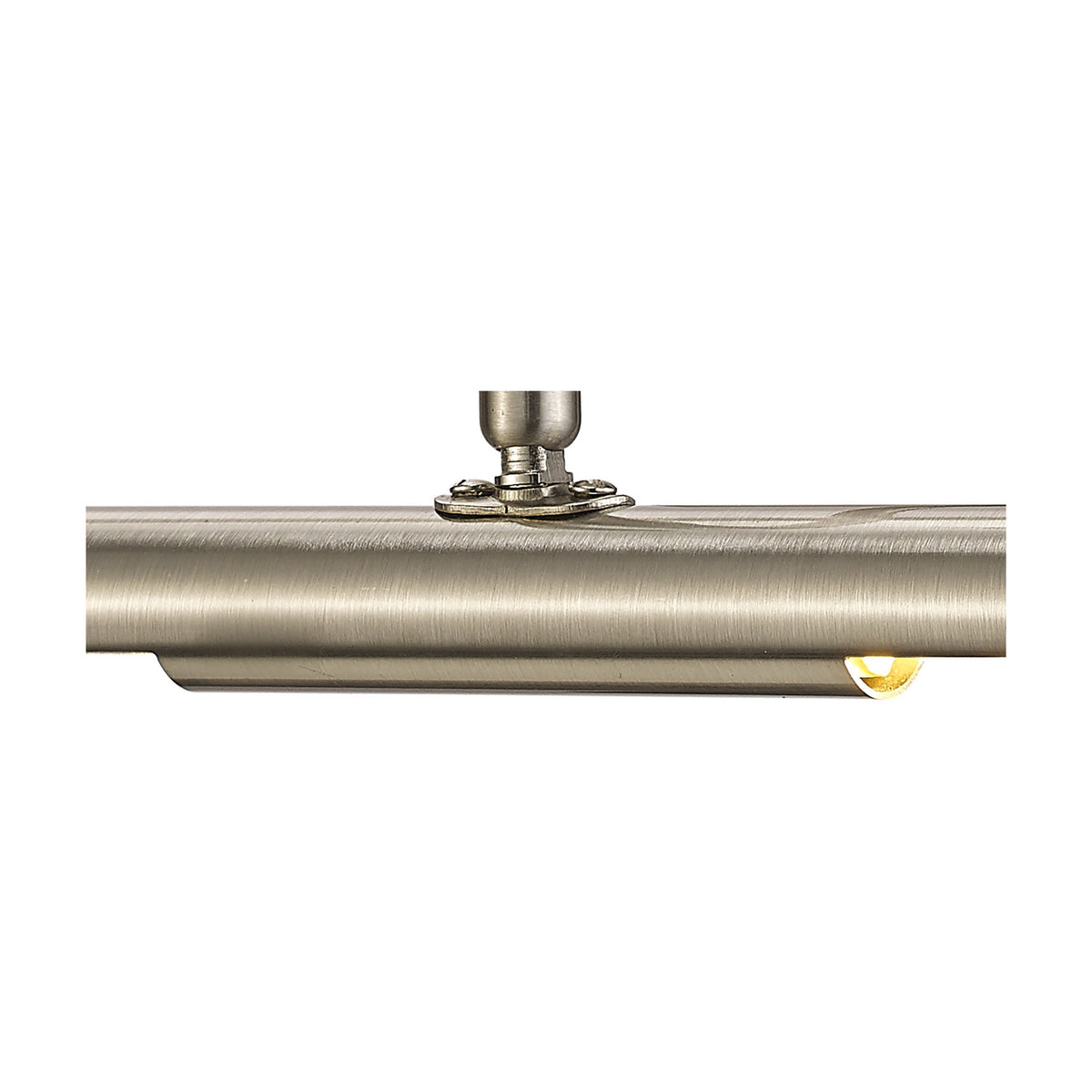 Abacus 2 Light Switched Picture Light, 35cm satin nickel bar with curved wall mount and downward LED glow, shown on a plain white background.