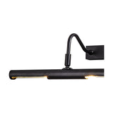 Abacus 4 Light Switched Picture Light in satin black, close-up of the slim 60cm bar with gooseneck wall bracket and visible G9 lamps casting a warm glow, shown on a white background.