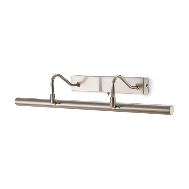 Abacus 4 Light Switched Picture Light in satin nickel, a 60cm wall-mounted bar fixture with curved arms and an integral toggle switch, shown against a plain white background.