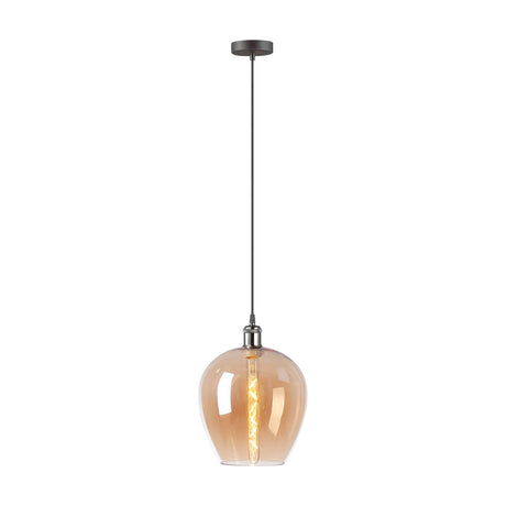 E27 Pendant Light 25cm Amber - Gun Metal