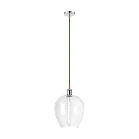 Cawdor E27 Wine Glass Pendant Light 25cm Clear - Polished Chrome