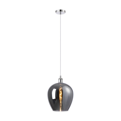 Cawdor E27 Pendant Light 25cm Chrome - Polished Chrome & White