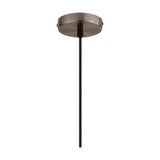 Cawdor E27 pendant light ceiling rose in antique brass with black cord and cable, shown on a plain white background without the glass shade attached.