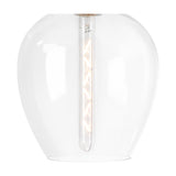 Cawdor E27 pendant light with a 25cm clear glass wine-glass shaped shade, matt black fitting, and visible tube filament bulb, shown on a plain white background.