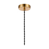 Cawdor E27 pendant light ceiling rose in gilt bronze with black twisted cable, shown against a plain white background.