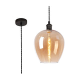 E27 Pendant Light 25cm Amber - Pewter